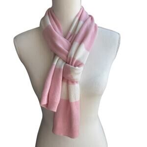 TALBOTS Scarf Pink Cream Stripe 100% Cashmere Cozy Soft